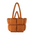 thumbnail image 1 of yingyy Quilted Shoulder Purse Fluffy Warm Tear-Resistant Checkered Making Bag Feel Comfortable Inside Brown, 1 of 6