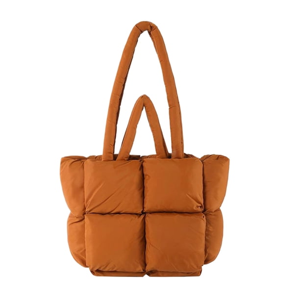 Sonducket Bolso de hombro acolchado, esponjoso, cálido, resistente a desgarros, a cuadros, moderno e informal, impermeable y duradero Bolsas de mensajero y de hombro Marrón