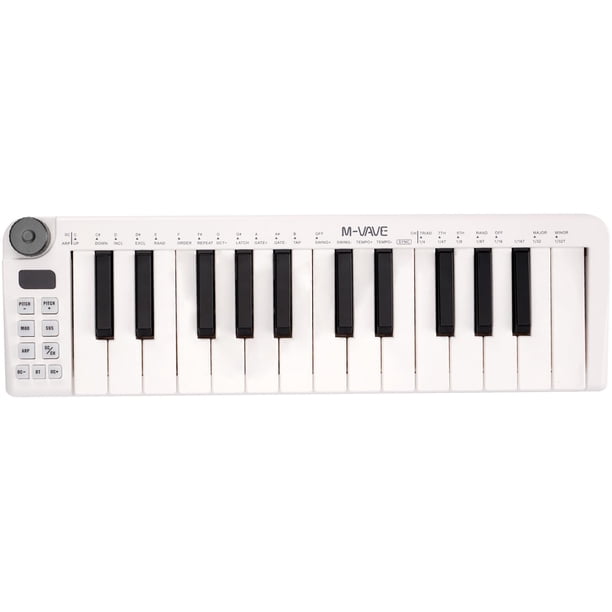 Miniteclado MIDI M-VAVE de 25 teclas con batería inalámbrica, color blanco