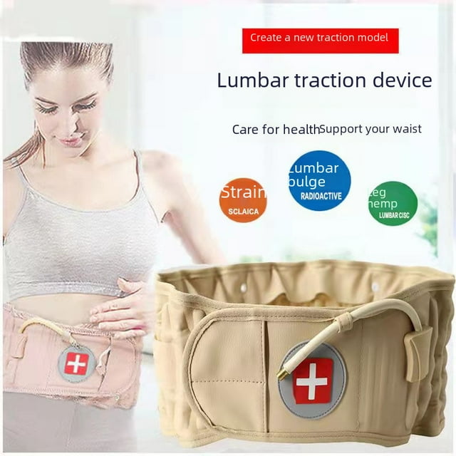 Adjustable Inflatable Lumbar Support Belt with Massage Function – Ideal for Lower Back Pain Relief, Elderly Health Care & Waist Stabilization, Wholesale Available (Blue with Silver Air Pump)
