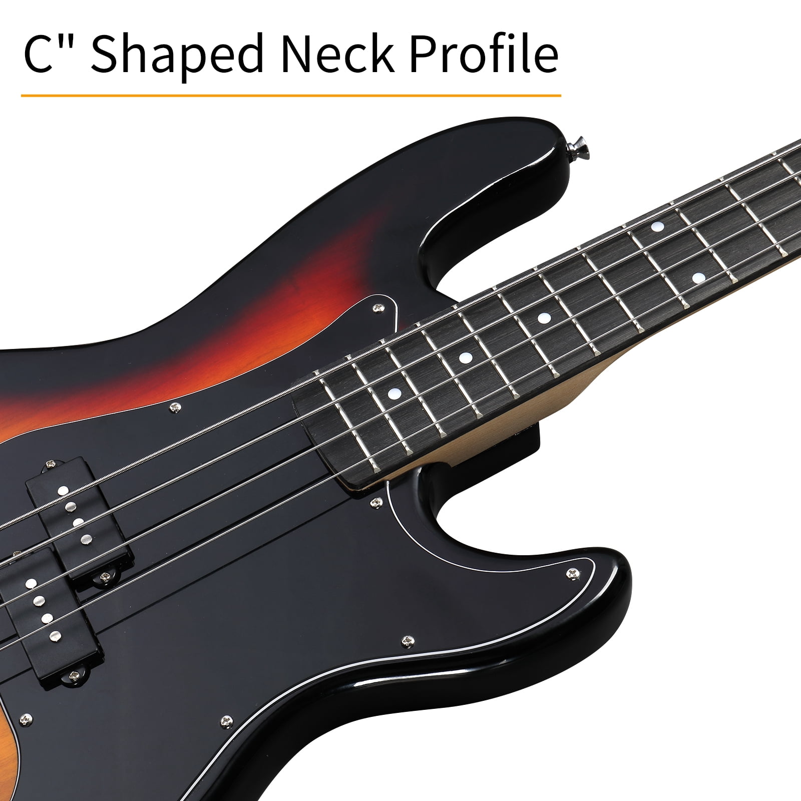 Ktaxon 46in Full-Size Electric Bass Guitar with 20W Amp Kit, for Beginners & Musicians, Brown