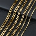 thumbnail image 4 of Collares cubanos de acero inoxidable para hombres y mujeres, gargantillas de cadena de eslabones de Color negro y dorado, joyería de Metal sólido, estilo Punk básico, 3,5,7mm, 4 of 5