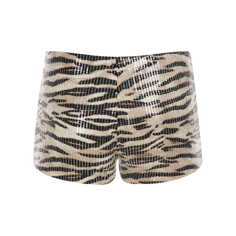 Jxximdong Dolphin Shorts for Women, Leopard Print Sequins High
