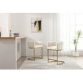 thumbnail image 3 of Dayalane 24.5" Modern Counter Height Bar Stool, Velvet Upholstered Bar Stool with Curved Backrest and Gold Metal Frame, Comfy Barrel Stools Kitchen Island Stool for Bar Restaurant Cafe, White, 3 of 8
