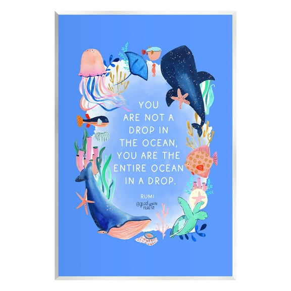 Stupell Industries Ocean In A Drop Phrase Animals & Insects Painting Unframed Art Print Wall Art, 10 x 15