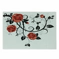 thumbnail image 1 of Gothic Cutting Board, Ornate Swirling Branches Roses Garden Flower Grunge Style European, Decorative Tempered Glass Cutting and Serving Board, Small Size, Vermilion Black White, by Ambesonne, 1 of 1