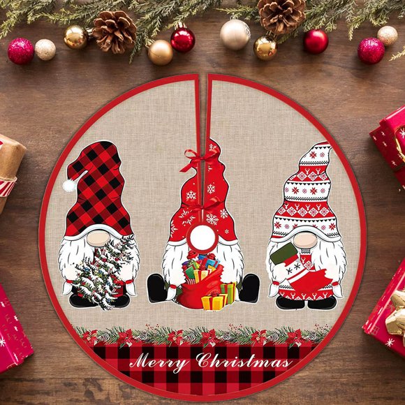 DJKDJL Décorations de Noël Tendance Intrigantes Jupe de Sapin de Noël 35 Pouces Impression Créative Décoration de Fond de Sapin Fournitures de Noël Décorations Cadeau de Noël Nouvel An Décorations de Noël Idéales