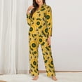 thumbnail image 2 of Picia Bees and Sunflowers Pattern Women’s Long-Sleeve Sleepwear Set - Soft 2-Piece Loungewear with Pockets, Comfy PJs for Relaxing Nights-XX-Large, 2 of 7