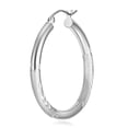 thumbnail image 5 of Wellingsale Ladies 14k White Gold Polished 3mm Diamond Cut Classic Hoop Earrings (30mm Diameter), 5 of 7