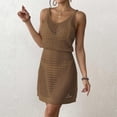 thumbnail image 5 of zaveiop Women's Crochet Cover up Hollow Out Bathing Suit Sleeveless Short Beach Cover up Dress 2026 (Coffee, XL), 5 of 9