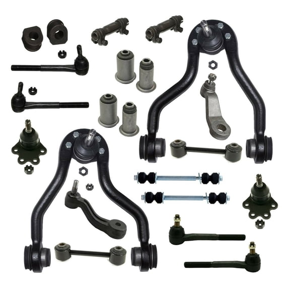 22 Pc Suspension Kit Upper Control Arm with Ball Joints & Bushing Left & Right Side Tie Rod Ends Rear & Front Sway Bar Links Lower Control Arm Bushings Fits select: 1993-1999 CHEVROLET SUBURBAN