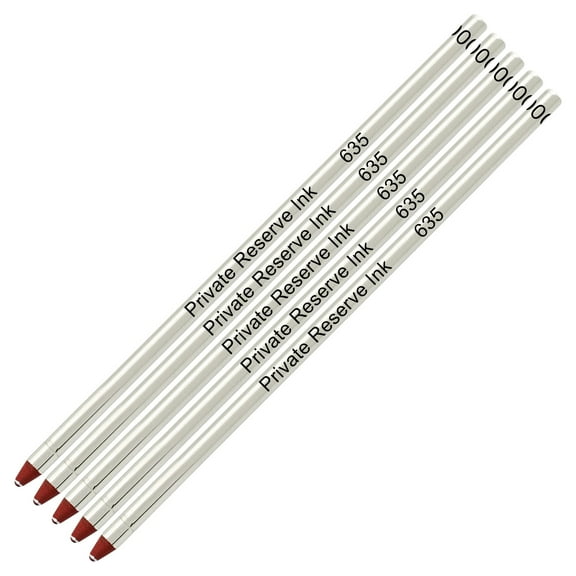 Private Reserve Ink 635 D1 Mini Ballpoint Refill made by Schmidt - Red, Medium, 5 Pack
