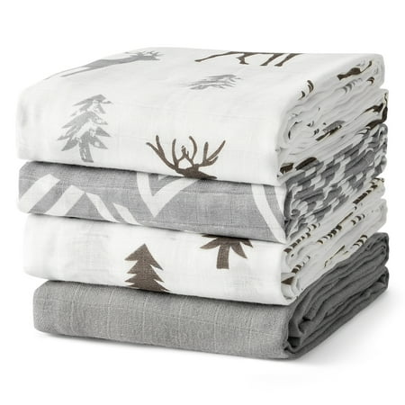 

Uccdo 4 Pack Baby Double Layer Gauze Swaddle Newborn Jacquard Wrapped Towel Soft Blankets Bath Wraps 47x47inch