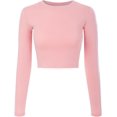 thumbnail image 1 of ORUYROP Women's Solid Long Sleeve Round Neck Crop T Shirt Top, 1 of 4