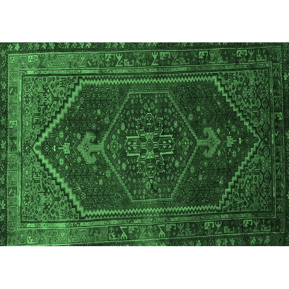 Ahgly Company Indoor Rectangle Persian Emerald Green Traditional Area Rugs, 2' x 3'