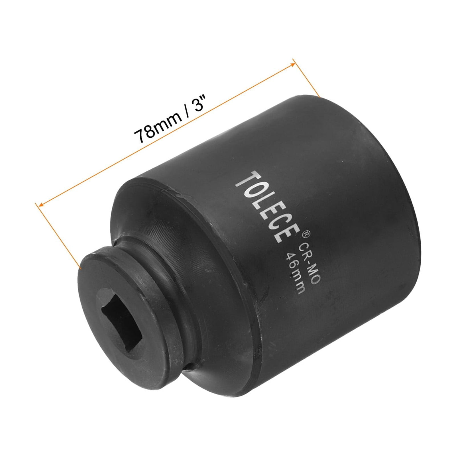 Unique Bargains Square Drive 12-Point Deep Impact Socket CR-MO Steel Metric 46mm