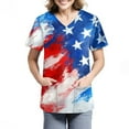 thumbnail image 4 of JULMCOMO Independence Day Scrub Tops Women Nurse Working Uniform Comfortable Easy Fit Lightweight Durable Soft Stretch American Flag Printed Medical Scrub Top Gray, 4 of 4