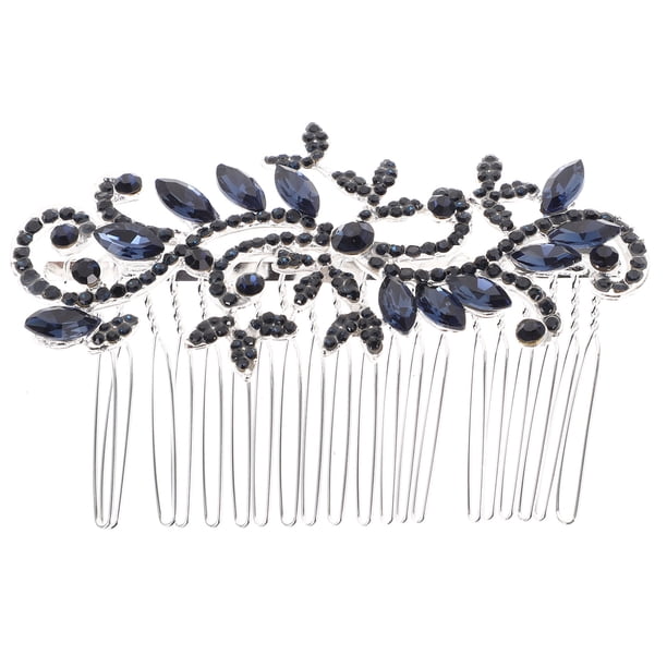 Peine de pelo de novia con diamantes de imitación azul, tocado elegante, accesorios de fotografía, accesorios para el cabello de fiesta para mujeres y señoras