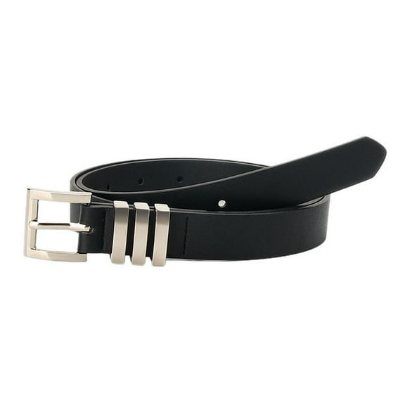 SWSMCLT Women's Metal Ratchet Belt Fashion Belt Basic Groove Belt Casual Metal Buckle Buckle Elegant Classic Black Small-X-Large