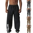 thumbnail image 1 of Styesk Men's Pants Men's Solid Color Drawstring Elastic Waistband Multi Pocket Workwear Pants, 1 of 7
