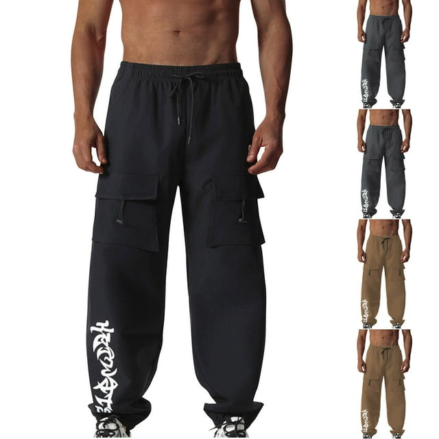 JDQJBZ Summer Mens Pants,Cargo Pants for Men Solid Color Tapered Leg Workwear Full Length Comfortable Pants with Pockets Stretchy for Outdoor Work Travel