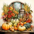 thumbnail image 1 of Pintura de diamante 5D DIY, taladro redondo completo, Kit de calabaza y pavo, decoración del hogar, 40x40cm, 1 of 9
