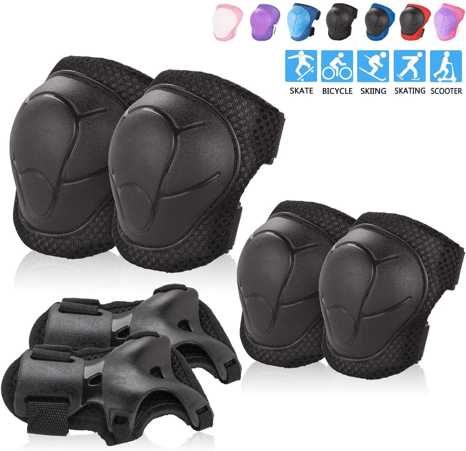 Knee pads+Elbow pads+wrist pads Skyrocket Boys Girls Childs Roller Skating Skateboard BMX Scooter Cycling Protective Gear Pads 