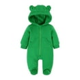 thumbnail image 2 of XIMIN Baby Fleece Jumpsuit, Newborn Boys Girls Fuzzy Bear Ears Hooded Outfit, Winter Warm Zip Up Snowsuit Onesie, 2 of 6
