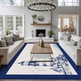 thumbnail image 4 of Retro Lighthouse Rectangle&nbsp;Area Rug&nbsp;5x7 ft Seagull Ocean Vintage Blue Lines Art Washable Rugs for Living Room, Non Slip Soft Carpet for Bedroom Entryway Dining Room, 4 of 9