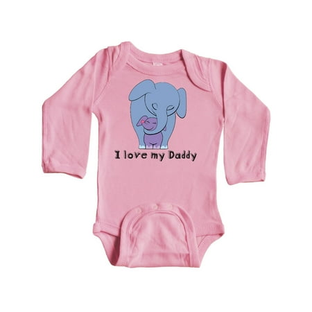 

Inktastic I Love my Daddy Elephant Blue Purple Gift Baby Boy or Baby Girl Long Sleeve Bodysuit
