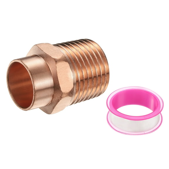 Uxcell 15mm ID x 1/2"G Male Adapter Fitting, with C x M Connection Copper Pipe Adapter Fittings Threaded Tubing Connectors for HVAC Residential Commercial