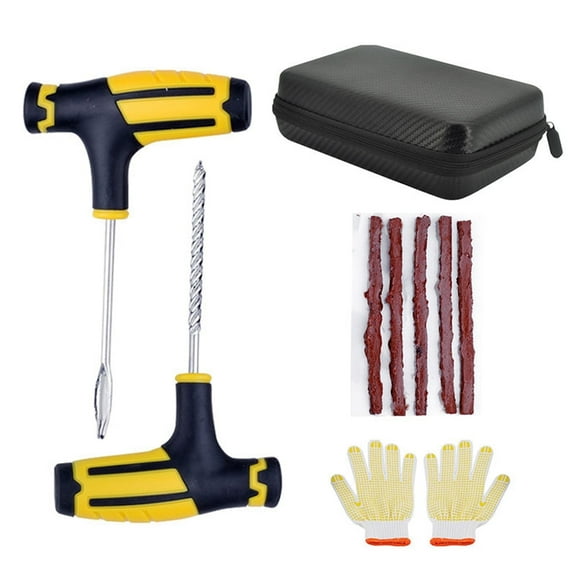 DEXIMRO Tire Plug Repair Kit, Heavy Duty Car Emergency Tool Kit for Flat Tire Puncture Repair, 4 Pcs Value Pack, Tire Patch Kit fit for Autos, Cars, Motorcycles, Trucks, RVs