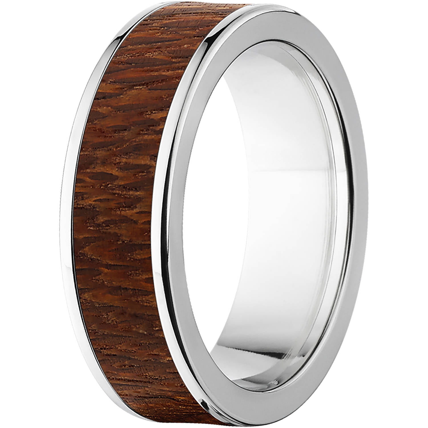 Men's 7mm Leopard Wood Exotic Wood Stainless Steel Band