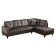 thumbnail image 3 of Hommoo 4 Seats Flannel and PVC Sectional Sofa Couch Set, Modern L Shaped Sectional Couch, Living Room Furniture Set, Dark Brown, 3 of 9