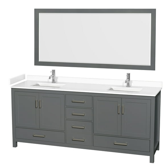 Wyndham Collection Wcs141480d-Vca-M70 Sheffield 80" Free Standing Double Basin Vanity Set