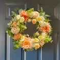 thumbnail image 2 of 20 Inch Spring Summer Wreath,Artificial Flower Wreath with Roses,Daisies,Hydrangea & Eucalyptus,Multicolor Faux Floral Wreath for Front Door,Wall,Window,Wedding & Farmhouse Decor, 2 of 9