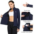 thumbnail image 4 of Baleaf Women's Fleece Full Zip Running Jacket Water Resistant Pockets Cycling Workout Track Jacket Thumb Holes Dark Blue L, 4 of 5