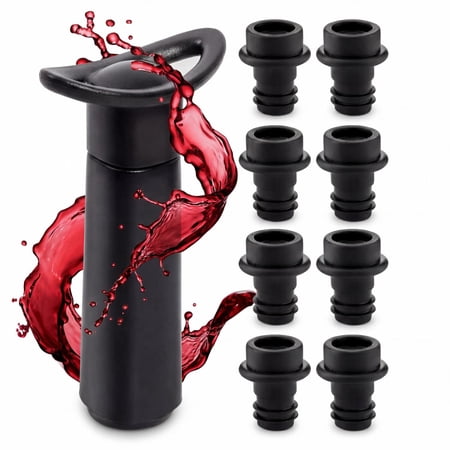 Wine Saver Vacuum Pump with 8 Stoppers, Wine Stopper & Preserver, Reusable Bottle Sealer Keeps Fresh, Ideal Accessories Gift
