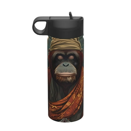 

Matuu Banana Leaf Meditating Gorilla for 18oz Durable Thermal Cups Keep Drinks Cold & Hot Insulated Coffee Mug with Lid (With Straw)
