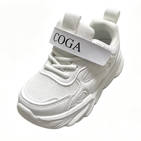 COGA Boys White Sneakers Kids Running Lightweight Breathable Sport Tennis Shoes
