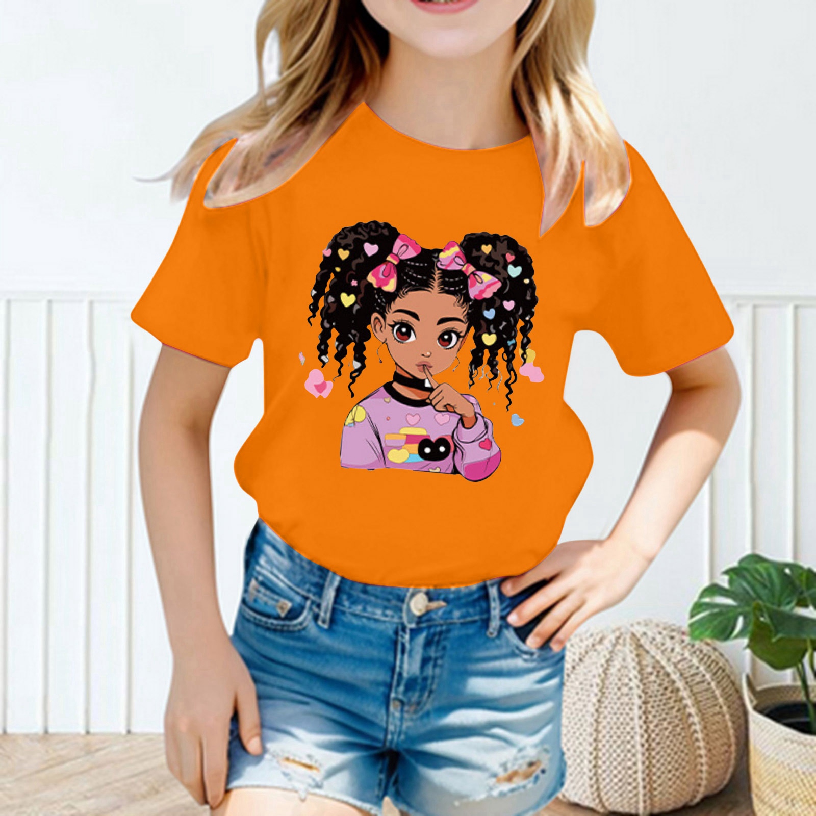 T-Shirts Mode Imprimés à Manches Courtes pour Filles Vêtements d'Été  Décontractés pour Filles 10-12 Ans Tenue pour Filles