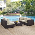 thumbnail image 1 of Modway Convene Wicker Rattan 5-Piece Outdoor Patio Furniture Set in Espresso Beige, 1 of 9