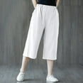 thumbnail image 2 of Outfmvch Capri Palazzo Pants Boho Pants for Women 2026 Drawstring Elastic Waist Summer Outfits 2026 Trendy Wide Leg Crop Pants Palazzo Pants Capris Drawstring with Pockets Beach Pant White M-3XL, 2 of 6