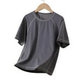 thumbnail image 5 of AHTJRT Athletic Tshirts for Boys Girls Short Sleeve Crewneck Tee Tops Loose Fit Breathable Silky Solid Color Basic Tops for Sports Loungewear Gray 5-6 Years, 5 of 6