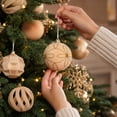 thumbnail image 5 of Dreisshy Christmas Balls Ornaments for Christmas Tree 10Pcs, Flocked Christmas Bulb Ornaments Set - Decorative Hanging Baubles, Shatterproof Christmas Decorations, Khaki, 5 of 7