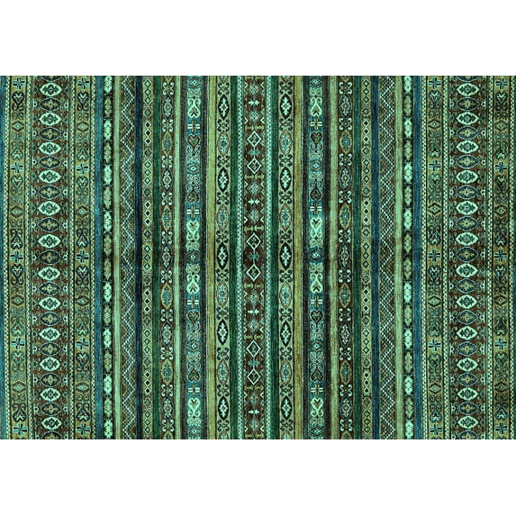 Ahgly Company Machine Washable Indoor Rectangle Abstract Turquoise Blue Modern Area Rugs, 2' x 4'