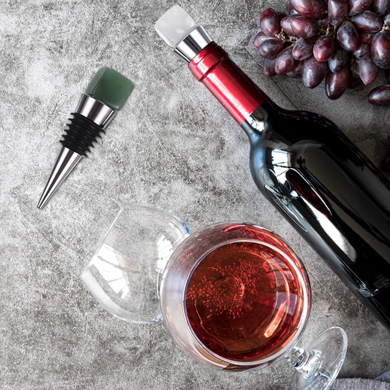 2pcs Wine Bottle Stopper Crystal Gemstone Topper Grape Wine Seal Stopper