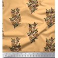 thumbnail image 1 of Soimoi Polyester Crepe Fabric Leaves & Floral Block Decor Fabric Printed Yard 52 Inch Wide, 1 of 3