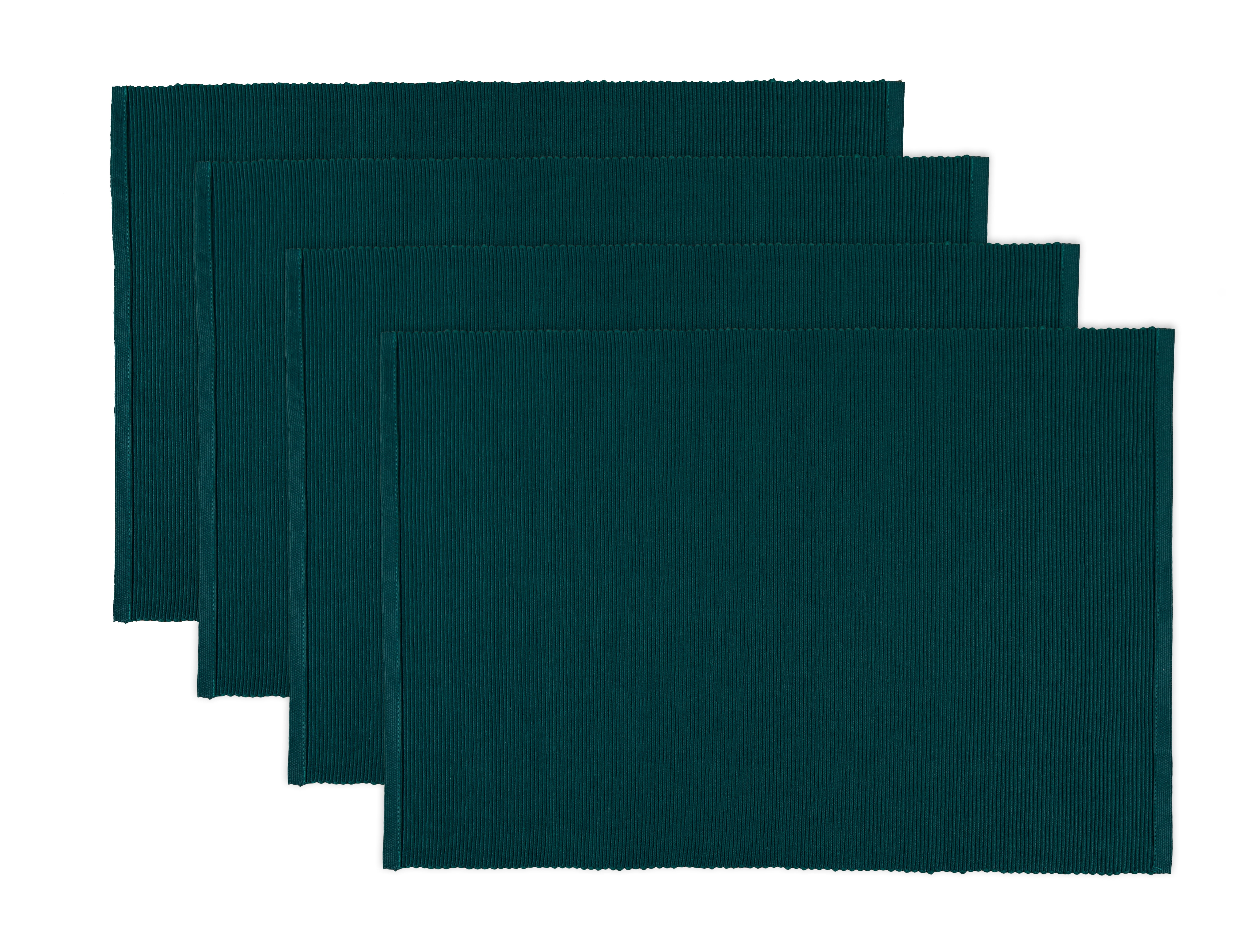 Homewear Durham Teal Cotton Rectangular Placemat 13" x 19" Teal and White New 