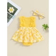 thumbnail image 4 of Bagilaanoe Newborn Baby Girl Summer Rompers Dress Daisy Print Sleeveless Bodysuits + Headband 3M 6M 12M 18M 24M Infant Patchwork A-line Dresses, 4 of 7
